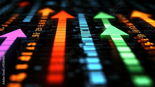 Colorful Arrows Ascending Over Data Streams photo