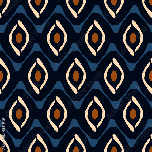 Simple geometric pattern abstract paisley shape motif classic blue minimal background. Repeat tiny small element modern fabric design textile swatch ladies dress, man scarf, shirt all over print block