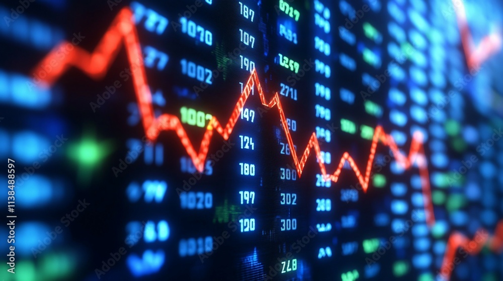 Red Stock Market Graph Shows Significant Decline In Values Red Stock Market Graph Shows Significant Decline In Values