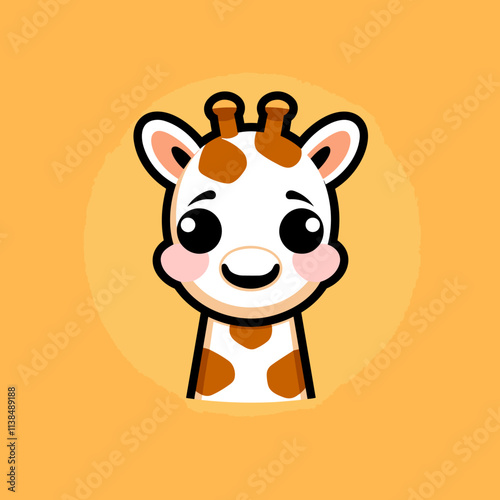 Giraffe cute vector cartoon illustration