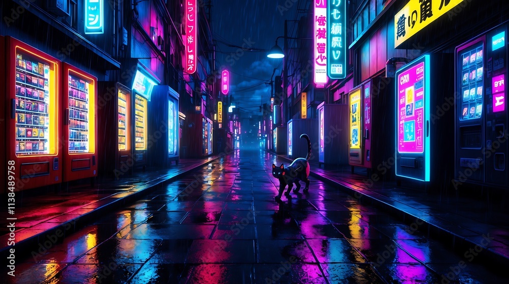 Cyberpunk Alleyway Cat: Neon Nights Cyberpunk Alleyway Cat: Neon Nights