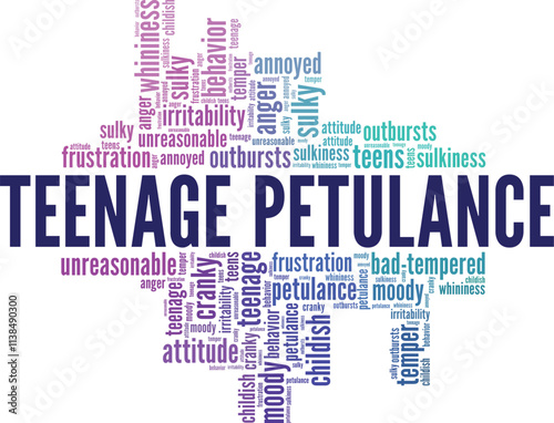 Teenage Petulance word cloud conceptual design isolated on white background.