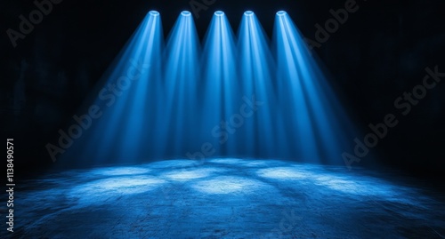 Blue Spotlights Illuminate ...