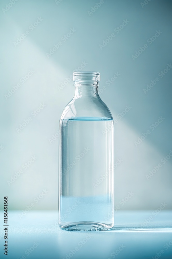 A transparent glass bottle filled with an unknown liquid A transparent glass bottle filled with an unknown liquid
