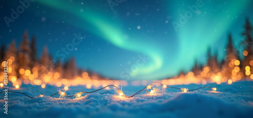 Wallpaper Mural festive background northern lights on the background of warm blurred lights Torontodigital.ca