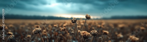 Dried flowers in a moody, atmospheric field.