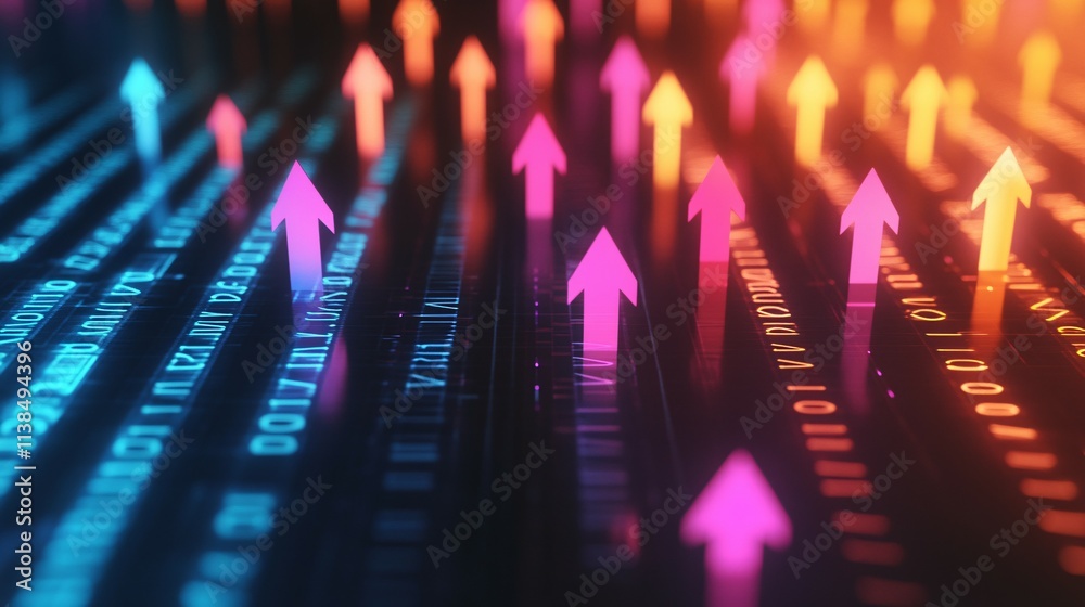 custom made wallpaper toronto digitalNeon Arrows Rising Above Digital Code Data