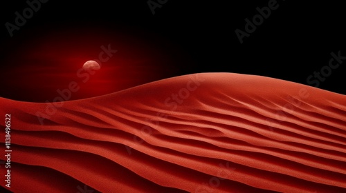 Red Sands, Crimson Moon:  A surreal landscape of red sand dunes stretches under a blood-red moon, creating a dramatic and otherworldly scene. 