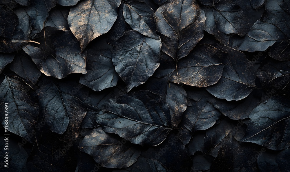 Abstract Nature Backgrounds with Richly Textured Dark Leaves and Ethereal Atmosphere Abstract Nature Backgrounds with Richly Textured Dark Leaves and Ethereal Atmosphere