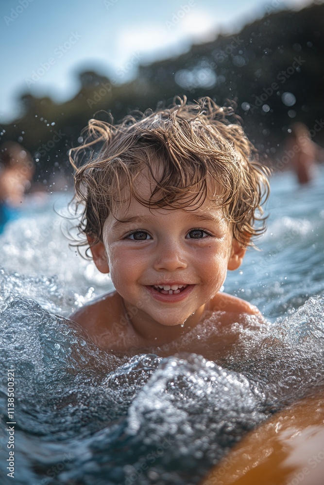 A young boy enjoying swimming in the water A young boy enjoying swimming in the water