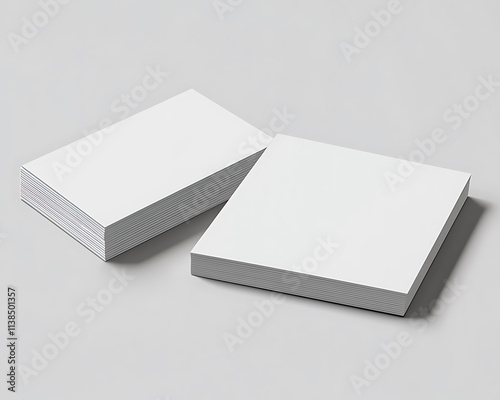 Empty blank business card front and back on a solid matte gray background, photo