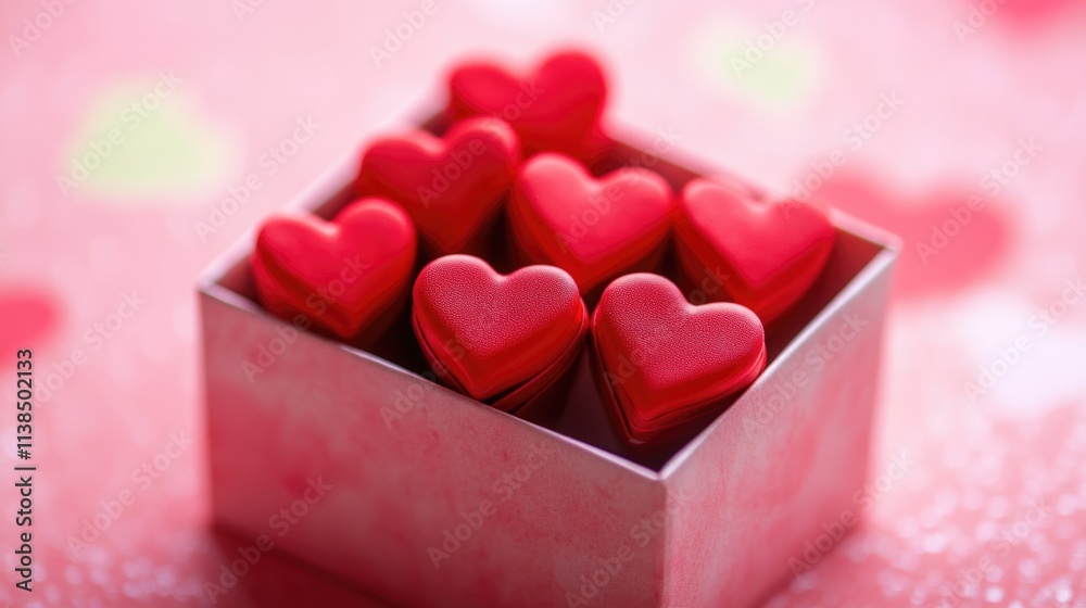 Obraz premium A box overflowing with numerous red hearts, perfect for Valentine's Day or romantic gestures
