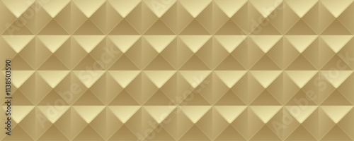 Gold seamless 3d geometric pattern with optical illusions for wrapping paper, banner, cover design, catalog. Golden modern premium background. Wallpapers. 3D Tiles