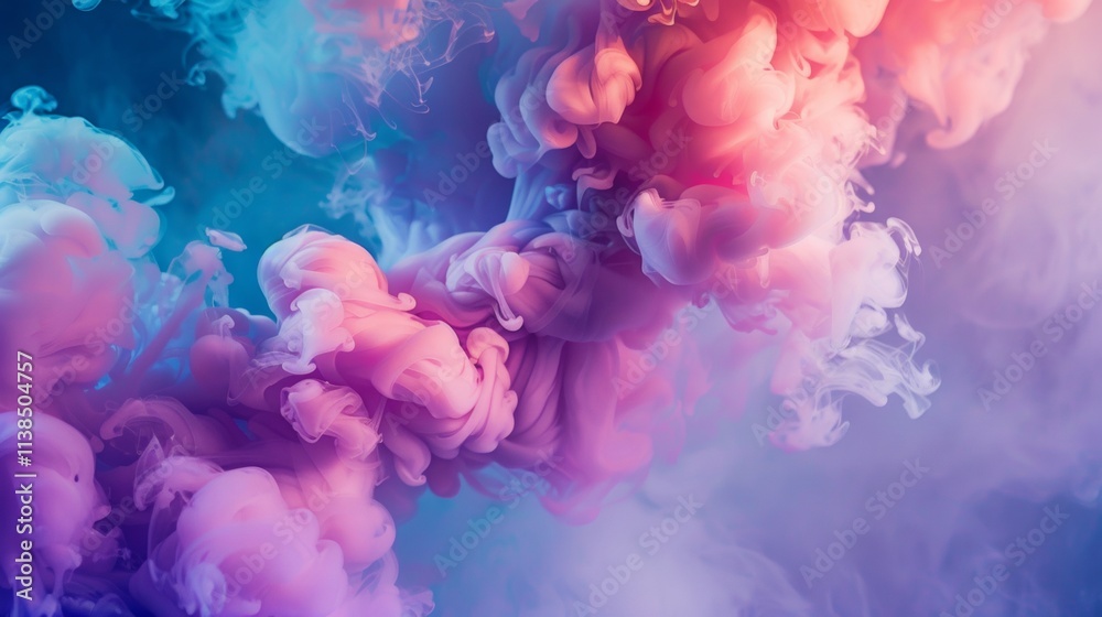 Vibrant cloud of colorful smoke in a dynamic artistic scene Vibrant cloud of colorful smoke in a dynamic artistic scene