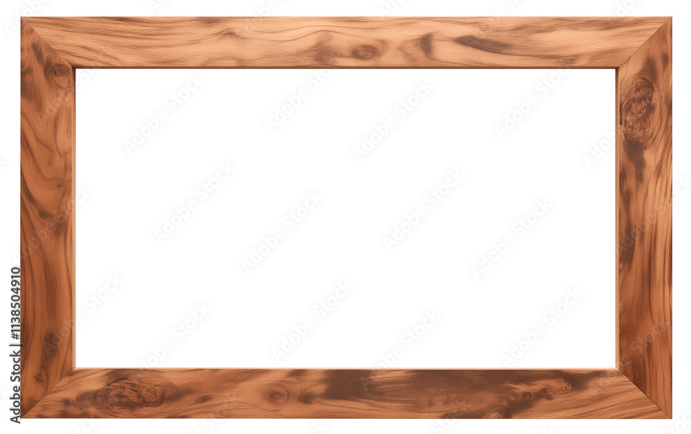 Wooden photo frame with natural finish, isolated on white background, showcasing intricate wood grain patterns. Perfect for home decor or displaying cherished memories Wooden photo frame with natural finish, isolated on white background, showcasing intricate wood grain patterns. Perfect for home decor or displaying cherished memories