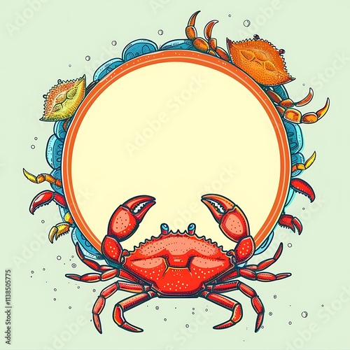 Colorful crab illustration underwater scene graphic design marine environment artistic viewpoint ocean life concept photo