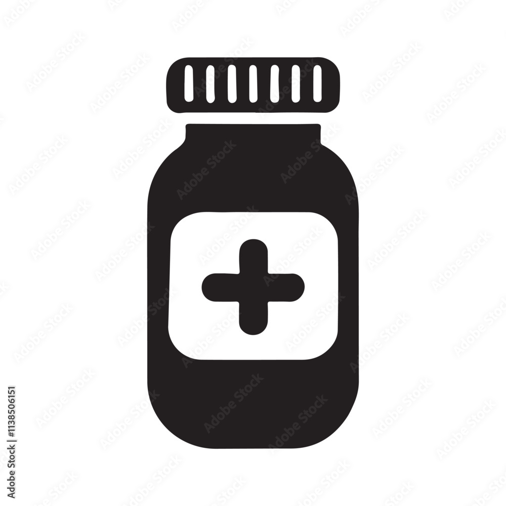Obraz premium Medical Bottle Silhouette Icon Vector Illustration