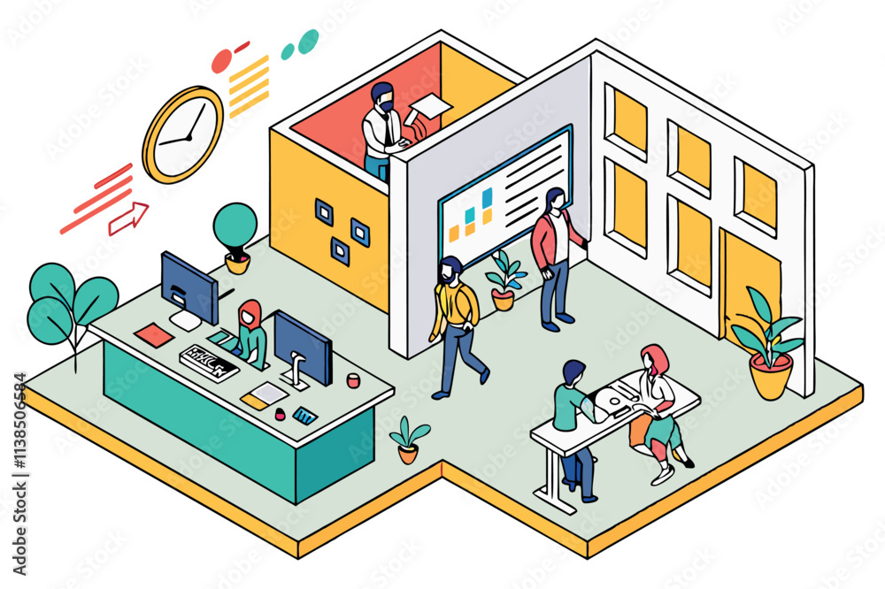 Business illustration people working in office Business illustration people working in office
