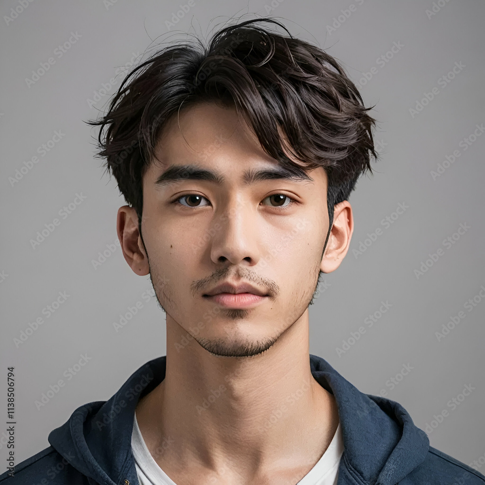 Portrait of a Young Man With Casual Attire and Styled Hair Portrait of a Young Man With Casual Attire and Styled Hair