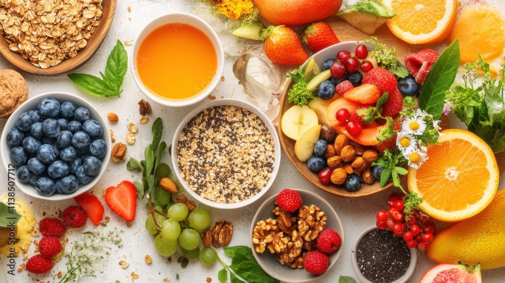 Fresh and Colorful Fruits and Vegetables with Healthy Ingredients Fresh and Colorful Fruits and Vegetables with Healthy Ingredients