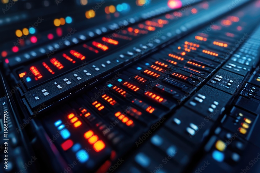 Close-up of a keyboard lit by many colorful lights Close-up of a keyboard lit by many colorful lights