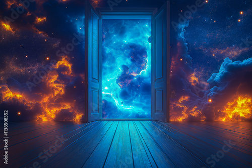 the door to space. space. for the background.