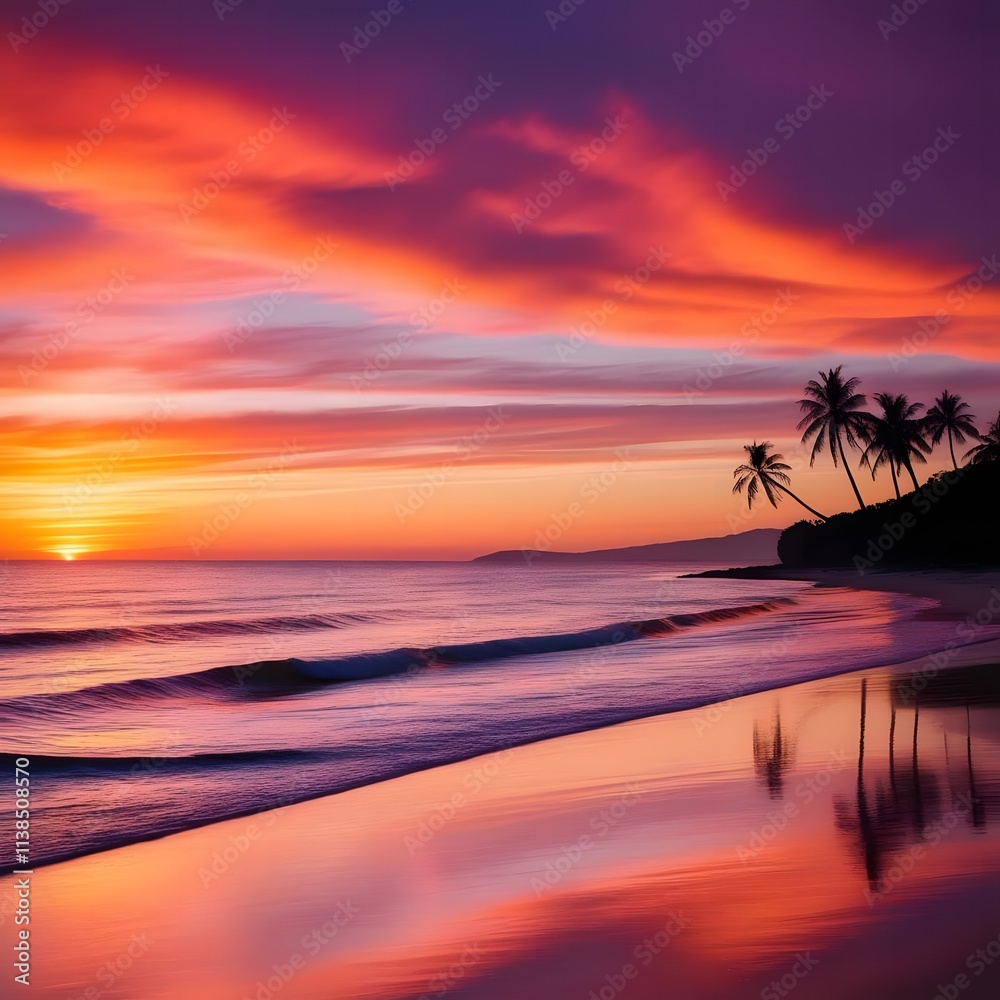 A serene and breathtaking scenery of a beach sunrise in high-definition quality, A serene and breathtaking scenery of a beach sunrise in high-definition quality,