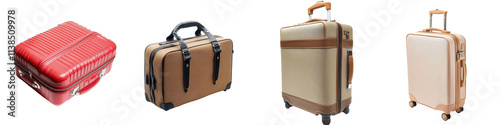 Set of suitcase isolated on transparent background