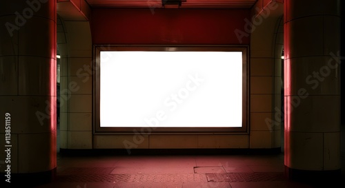 Blank billboard or poster located in underground hall ( LightPoster, CityLight ), copy space photo