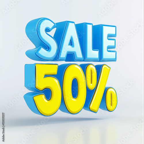 Fifty percent sale deal on white. photo