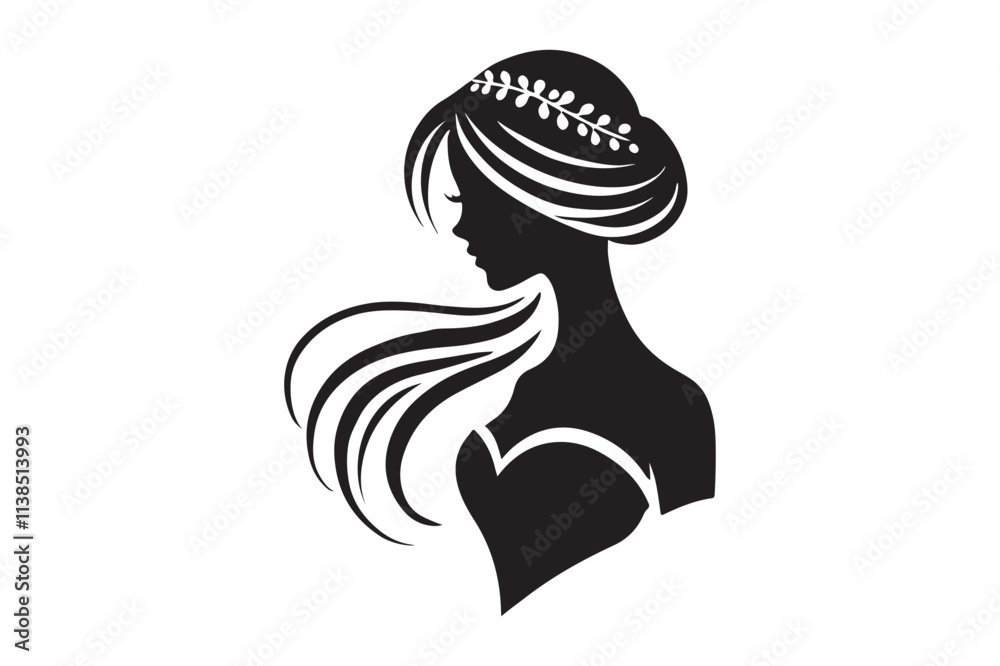 Elegant Silhouette of a Bride in Wedding Gown Vector Illustration Elegant Silhouette of a Bride in Wedding Gown Vector Illustration