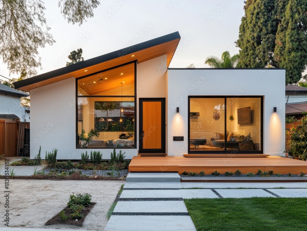 Modern residential architecture suburban neighborhood exterior view contemporary design inviting environment stylish concept Modern residential architecture suburban neighborhood exterior view contemporary design inviting environment stylish concept