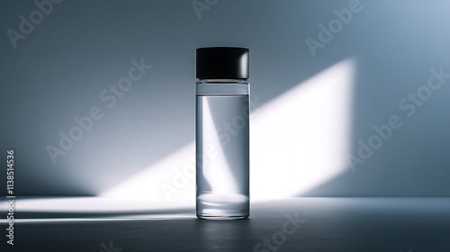 6. A backlit water bottle showcasing its transparency and clean design against a white backdrop