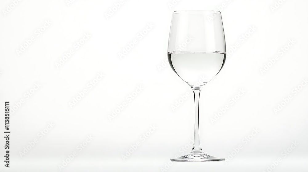 30. A tall, elegant drinking glass filled with clear water, isolated on a pure white background 30. A tall, elegant drinking glass filled with clear water, isolated on a pure white background