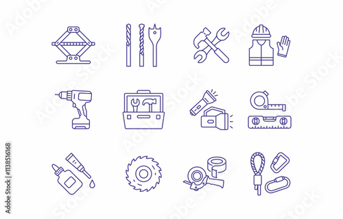 Construction products icon set. Construction product categories vector illustartion.