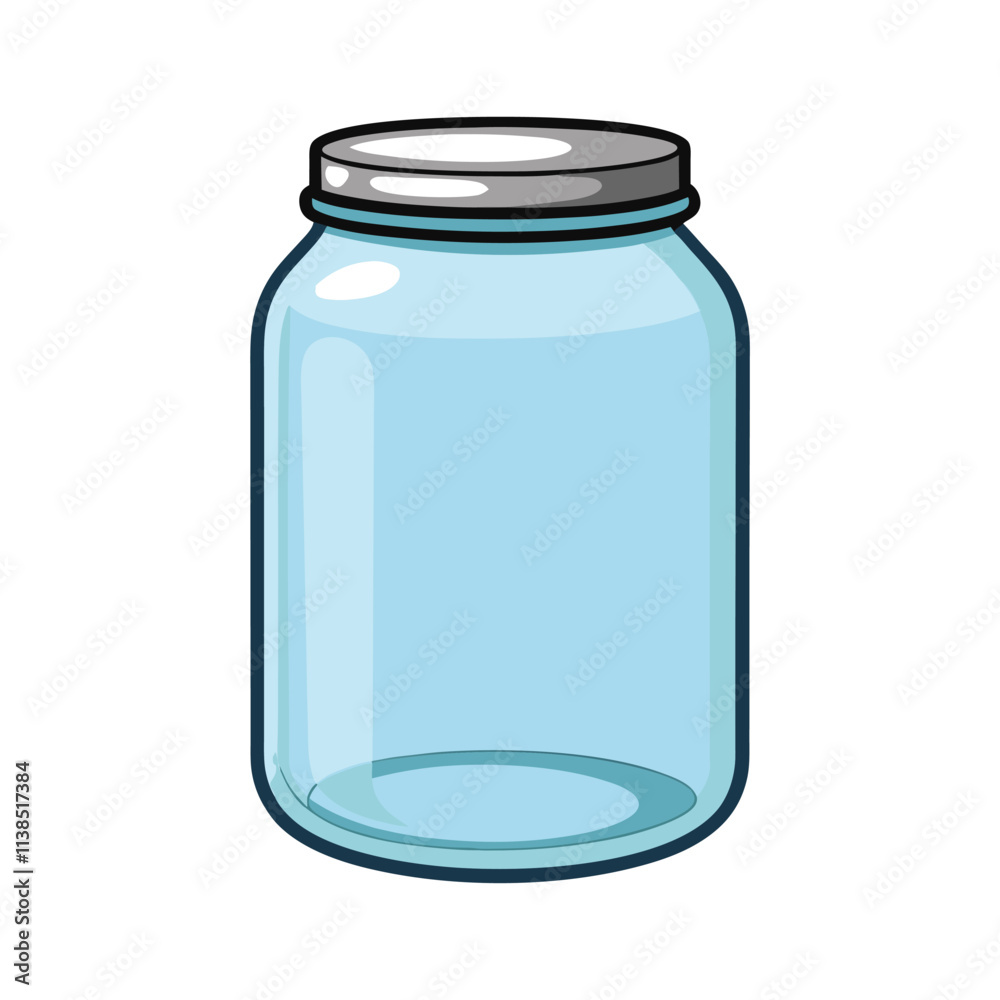 Empty Mason Jar with Red Lid - Colorful Glass Jar Vector Illustration for Storage, Kitchen, and Design Empty Mason Jar with Red Lid - Colorful Glass Jar Vector Illustration for Storage, Kitchen, and Design