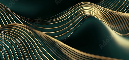 Abstract Gold and Teal Curv...
