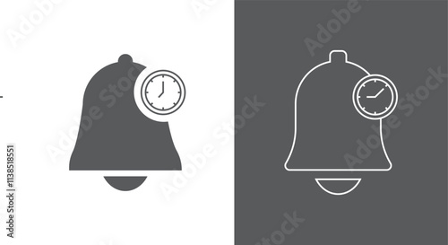 Bell and clock icon set design. vector illustration