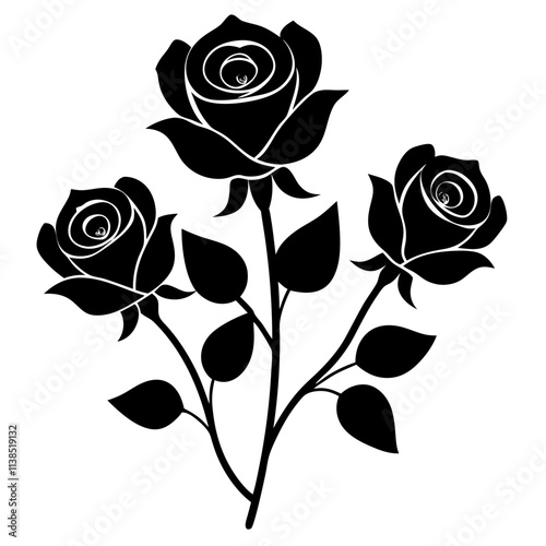 Rose flower vector art design, Cute Rose silhouette illustration, Creative vector art & illustration