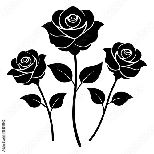 Rose flower vector art design, Cute Rose silhouette illustration, Creative vector art & illustration