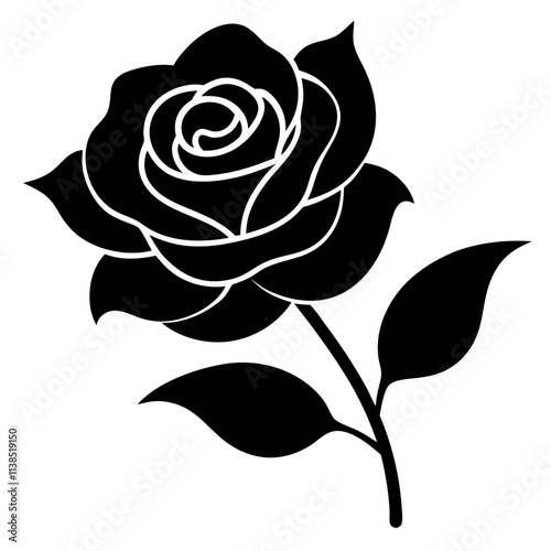 Rose flower vector art design, Cute Rose silhouette illustration, Creative vector art & illustration