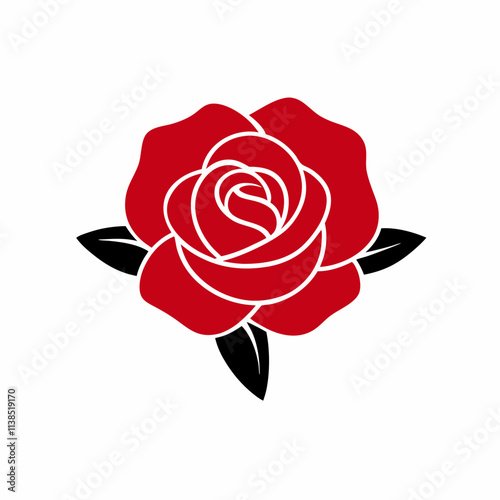 Rose flower vector art design, Cute Rose silhouette illustration, Creative vector art & illustration