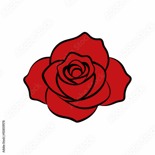 Rose flower vector art design, Cute Rose silhouette illustration, Creative vector art & illustration
