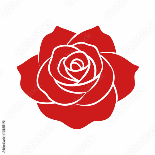Red rose vector art design, Colorful rose flower silhouette illustration, Creative vector art & illustration