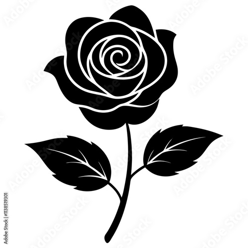 Rose flower vector art design, Cute Rose silhouette illustration, Creative vector art & illustration
