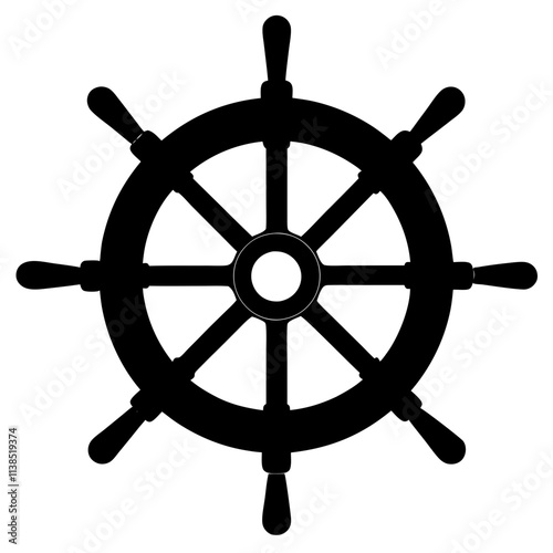 Ship steering wheel vector art design, Steering wheel silhouette illustration, Creative vector art