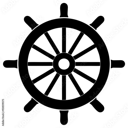 Ship steering wheel vector art design, Steering wheel silhouette illustration, Creative vector art
