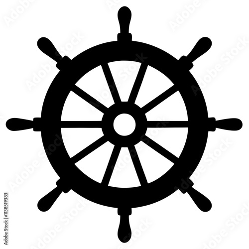 Ship steering wheel vector art design, Steering wheel silhouette illustration, Creative vector art