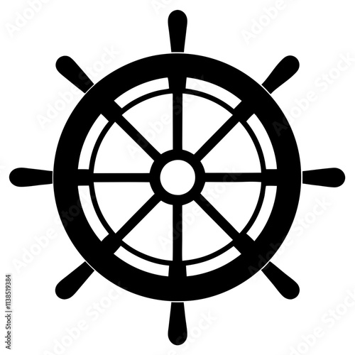 Ship steering wheel vector art design, Steering wheel silhouette illustration, Creative vector art