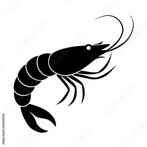 Shrimp sea fish vector art design, Shrimp silhouette illustration, Creative vector art